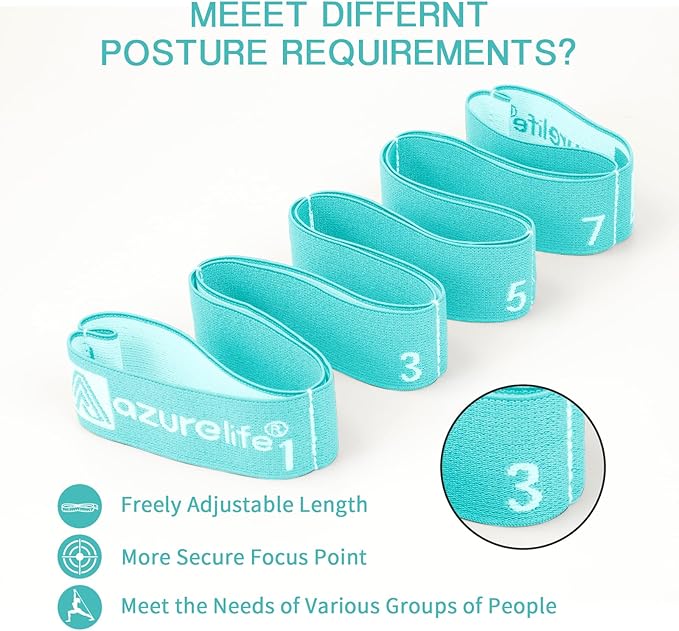 Premium Durable Stretch Straps with Loops, Stretching Strap for Physical Therapy, Multi-Loop Yoga Strap Fitness Exercise Strap for Yoga, Pilates, Dance, Flexibility&Exercise-GravixFit