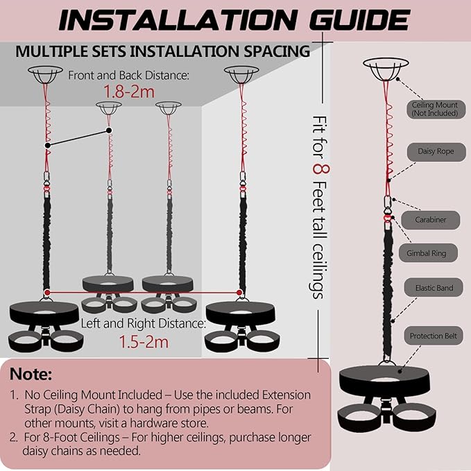 Heavy Duty Bungee Fitness Set – Professional 4D Bungee Resistance Band for Home Gym, Yoga & Air Dance – Adjustable Harness with 360° Rotational Device,Includes Workout Guide-GravixFit
