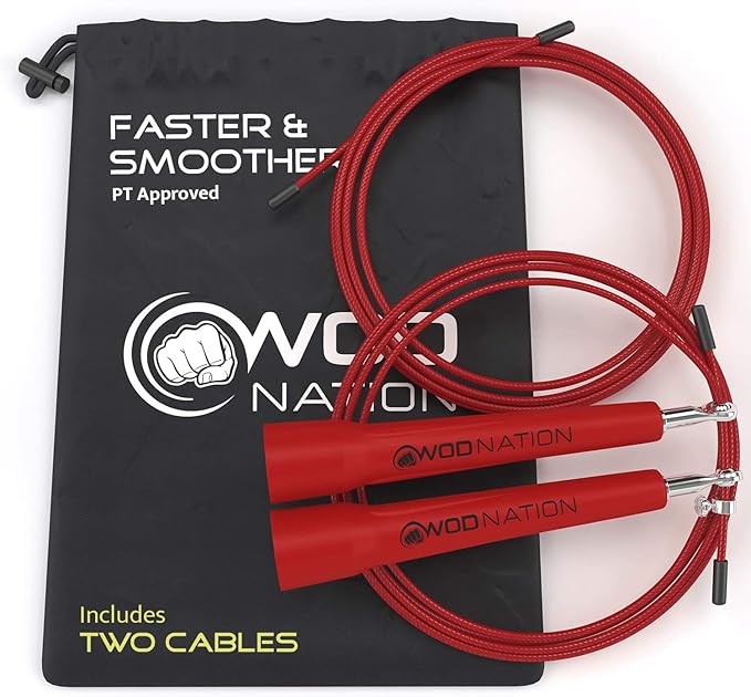 WOD Nation Adjustable Speed Jump Rope For Men, Women & Children - Blazing Fast Fitness Skipping Rope Perfect for Boxing, MMA, Endurance-GravixFit