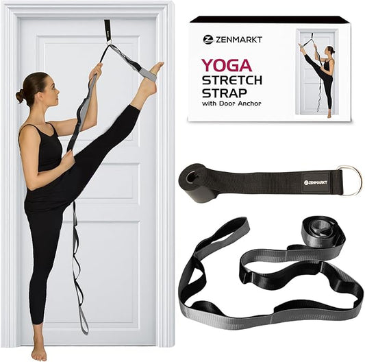 10-Loop Yoga Strap with Door Anchor – Stretch Strap for Flexibility, Deep Stretching, and Improved Balance – Perfect Yoga Accessory for All Fitness Levels-GravixFit