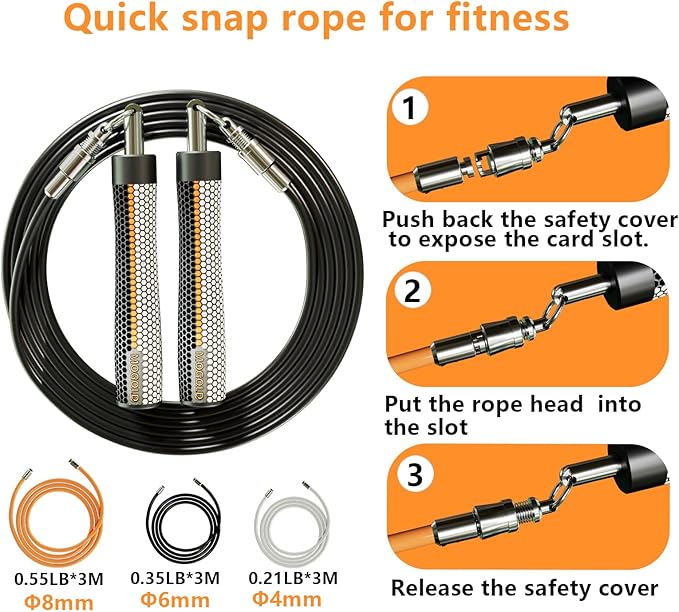 Weighted Jump Rope for Men Women -Interchangeable 1/5lb 1/4lb 1/2lb Heavy jump ropes - 360 Degree Spin - Length Adjustable,Ergonomics Leather Grip Skipping Rope for Fitness Weight Loss & More