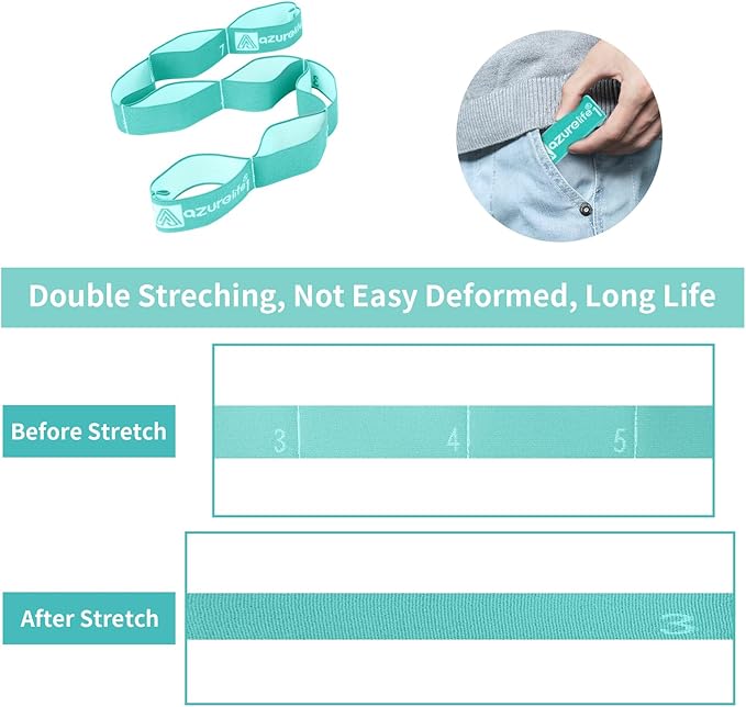 Premium Durable Stretch Straps with Loops, Stretching Strap for Physical Therapy, Multi-Loop Yoga Strap Fitness Exercise Strap for Yoga, Pilates, Dance, Flexibility&Exercise-GravixFit