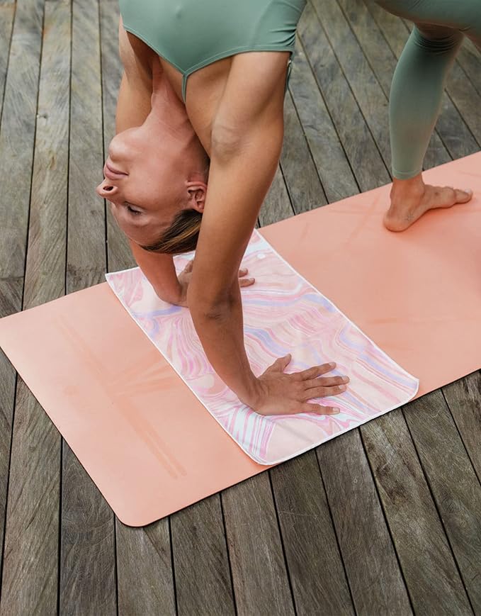 Yoga Design LAB | The Hand Towel | Premium Non Slip Hand Towel | Designed in Bali | Colorful Eco Printed + Quick Dry + Soft | Hot Yoga, Bikram, Ashtanga, Sport, Barre, Travel (Pearl)-GravixFit