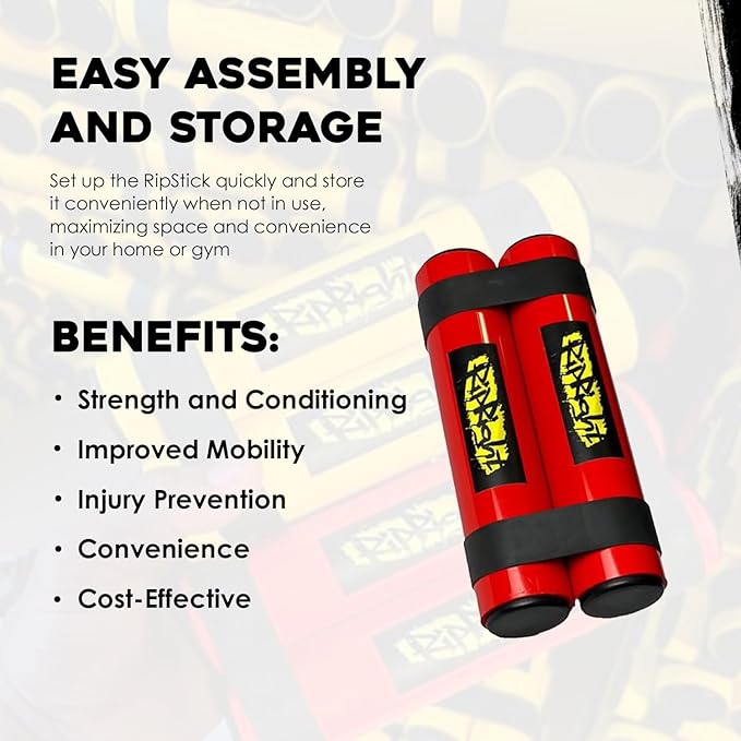 RipStick, Workout Equipment for Joint Rehab, Shoulder and Resistance Training, Muscle Building and Core Workout Equipment with 6 Adjustable Resistance Bands-GravixFit