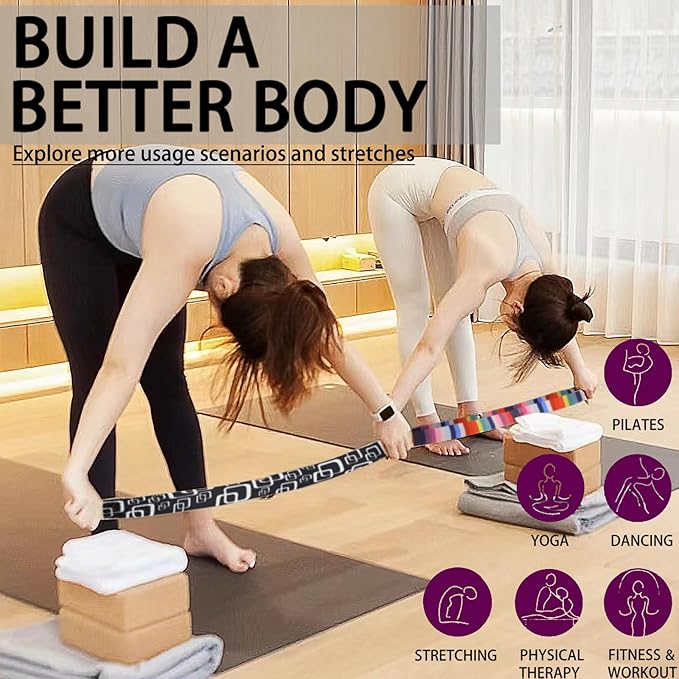 Yoga Exercise Adjustable Straps 8FT with Durable D-Ring for Pilates & Gym Workouts | Hold Poses, Stretch, Improve Flexibility & Maintain Balance-GravixFit