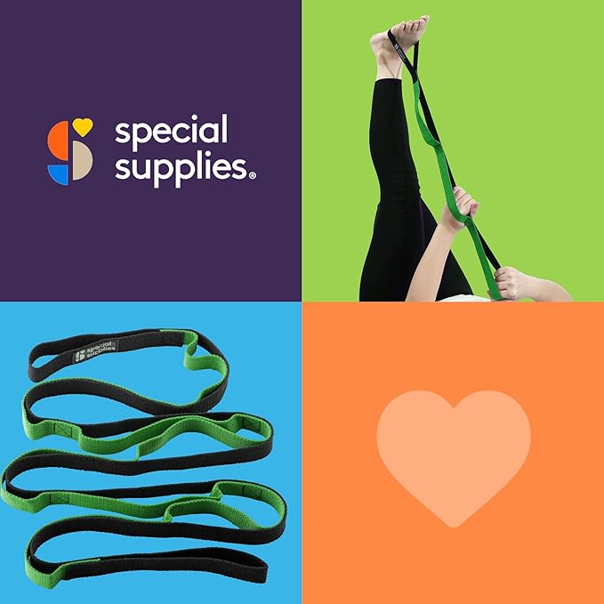SPECIAL SUPPLIES Yoga Strap for Stretching, Stability Training, Fitness, Flexibility, Physical Therapy, Home Workout Equipment, Strength Training, and Pilates (Green)-GravixFit