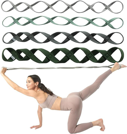 VRTX Stretch Straps for Exercise | Yoga & Pilates Stretching Bands w/ 7 Loops | Resistance Bands for Fitness Workout, Home Gym, Physical Therapy | Soft Cloth, Durable-GravixFit