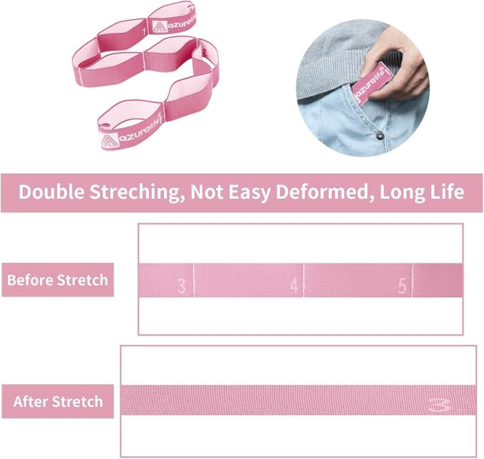 Premium Durable Stretch Straps with Loops, Stretching Strap for Physical Therapy, Multi-Loop Yoga Strap Fitness Exercise Strap for Yoga, Pilates, Dance, Flexibility&Exercise-GravixFit