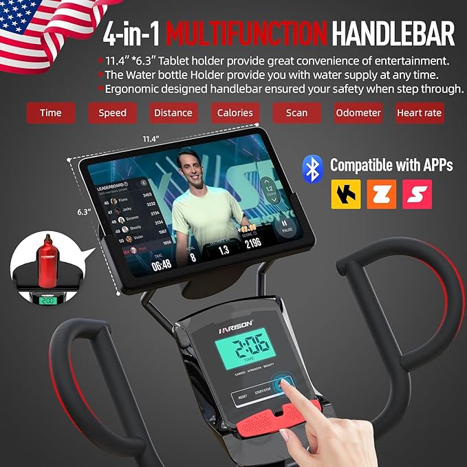 HARISON Pro Recumbent Exercise Bike 400 lbs Capacity, Magnetic Recumbent bike for Adult and Seniors, Recumbent Stationary bike for Home with Smart Bluetooth App, 2 in 1 LCD Monitor and Tablet Holder