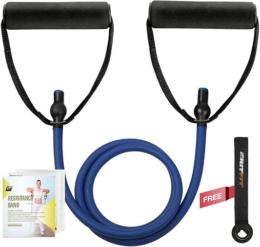 RitFit Single Resistance Exercise Band with Comfortable Handles - Ideal for Physical Therapy, Strength Training, Muscle Toning - Door Anchor and Starter Guide Included-GravixFit
