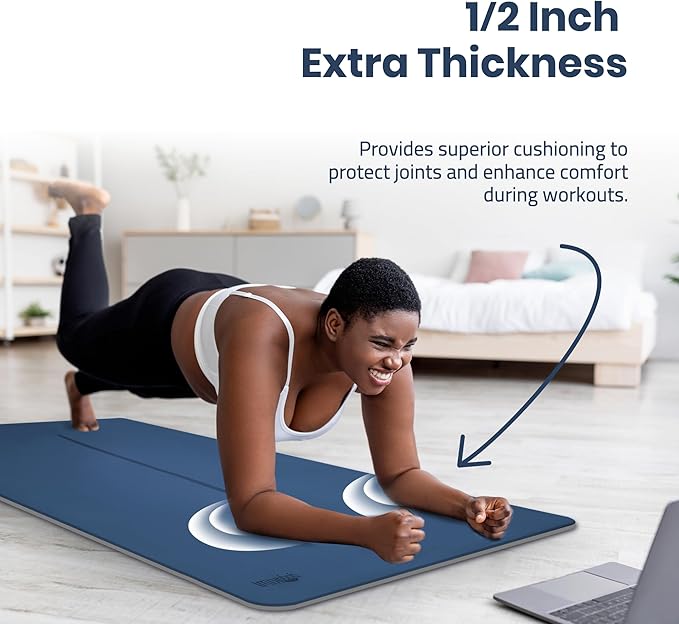 Extra Wide Yoga Mat for Men Women (72"L x 36"W) Non Slip Fitness & Exercise Mat with Alignment Marks for Yoga, Pilates, Floor Workouts-GravixFit