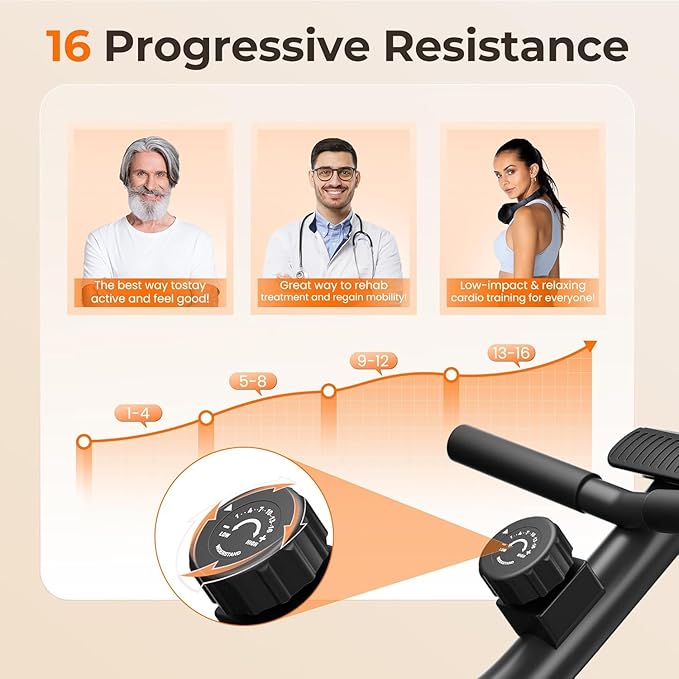 YOSUDA Recumbent Exercise Bike for Home，Magnetic Staionary Bike for Seniors/Adults with Adjustable Seat, 350LB Capacity, 16-level Resistance, LCD Monitor & Pulse Sensors-GravixFit