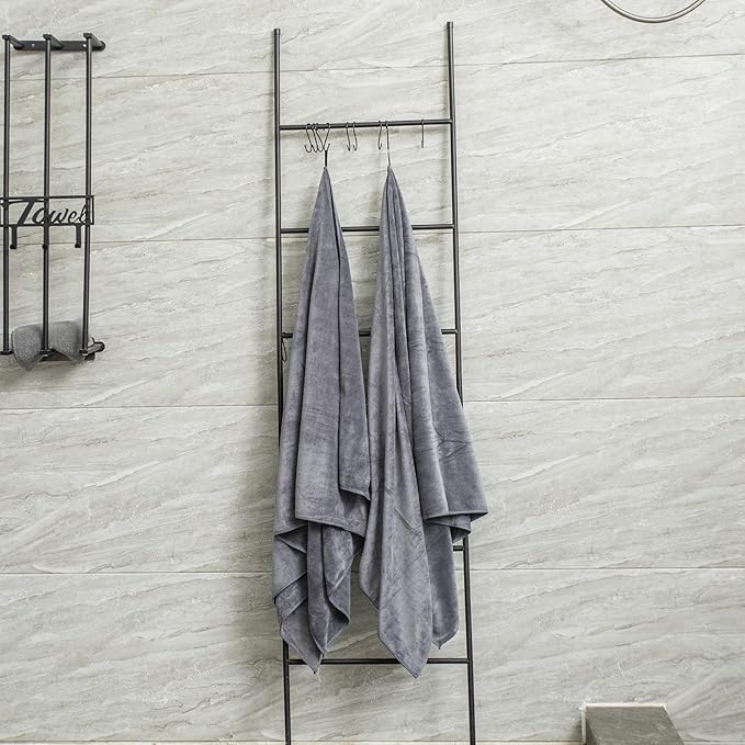 JML Bath Towels, Large Microfiber Bathroom Towel Set 6 Pack 30" x 60", Soft Absorbent Microfiber Body Towels for Adult, White-GravixFit