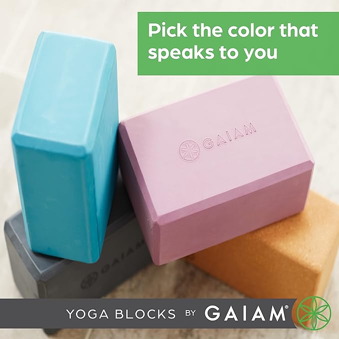 Gaiam Yoga Block - Supportive Latex-Free Eva Foam - Soft Non-Slip Surface with Beveled Edges for Yoga, Pilates, Meditation - Yoga Accessories for Stability, Balance, Deepen Stretches-GravixFit