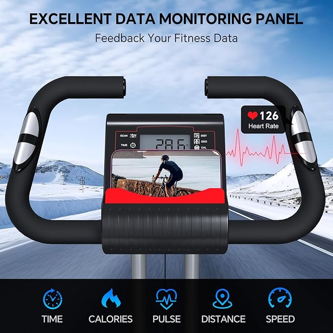 Foldable Exercise Bike Stationary Bikes for Home, 5 IN 1 Indoor Workout Bike, Cycling Bike with 16-Level Quiet Magnetic Resistance, 6.6 LBS Flywheel and 300LBS Capacity, 2025 Designed 817 X-bike