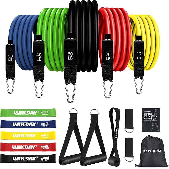 Exercise Resistance Bands with Handles for Working Out, 150/200/250/300 lbs Workout Bands Set with Door Anchor for Physical Therapy, Yoga, Pilates-GravixFit