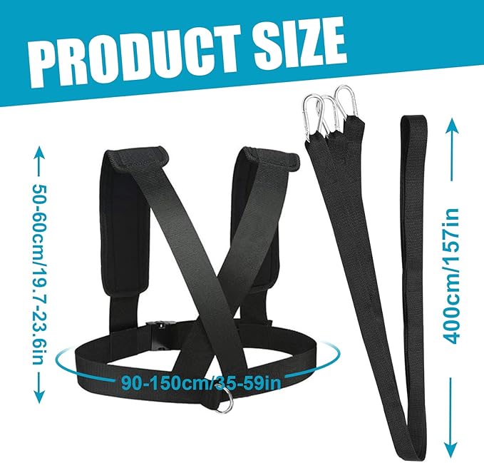 YNXing Sled Harness Workout Resistance and Assistance Trainer Physical Training Resistance Rope Kit Improving Speed, Stamina and Strength-GravixFit