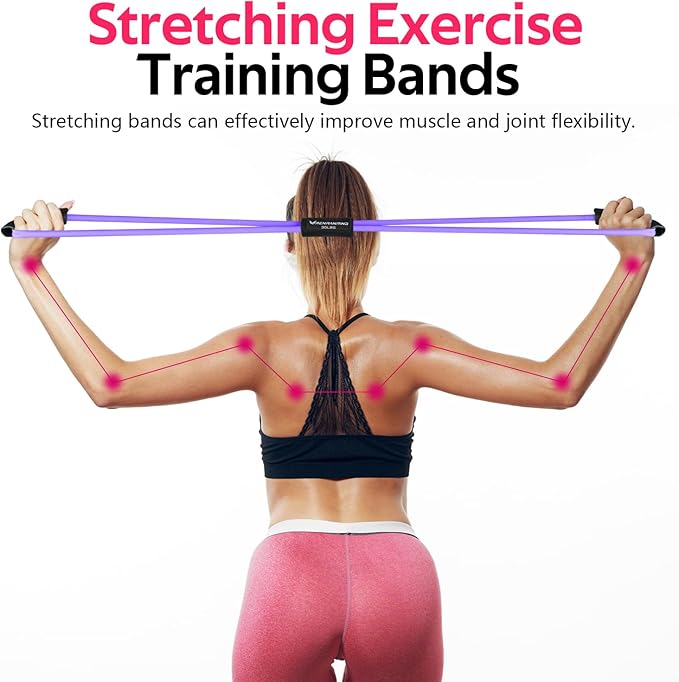 Figure 8 Fitness Resistance Bands with Handles - Exercise Tube Band Set of 3 for Arm and Shoulder Stretch, Rope 8 Word Elastic for Women and Men-GravixFit