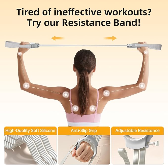 Figure 8 Fitness Resistance Bands with Handles, 20-60lb Adjustable Elastic Excercise Band, Non-Slip Fabric Silicone Bands for Strength Stretch Flexibility Training Arms Back Shoulder Chest Legs-GravixFit