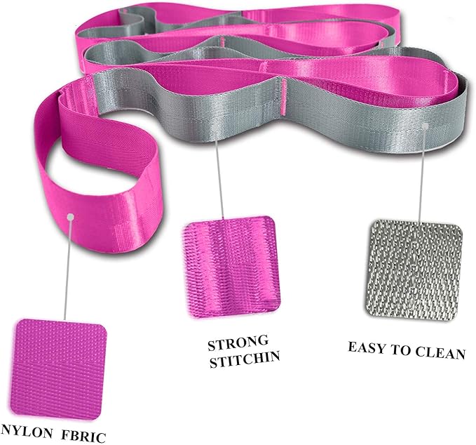 SANKUU Yoga Straps Stretching Strap with 12 Loops Workout Poster, Straps for Stretching Physical Therapy Equipment Long Stretch Out Bands for Exercise, Pilates and Gymnastics for Women Men-GravixFit