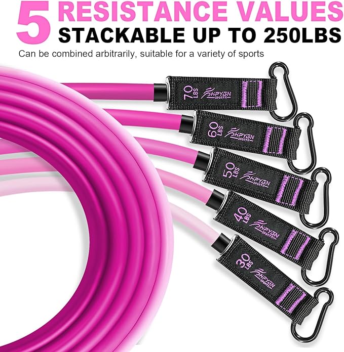 HPYGN Resistance Bands, Exercise Bands with Handles, Fitness Bands, Workout Bands with Door Anchor and Ankle Straps, for Heavy Resistance Training, Physical Therapy, Shape Body, Yoga, Home Workout Set-GravixFit