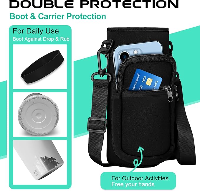 Stainless Steel Water Bottle 40oz with Straw & Auto Spout Lids, Paracord Handle, Insulated Water Flask Carrier Bag & Protective Boot, Thermo Bottle Mug Metal Canteen Keep Cold-48H & Hot-24H-GravixFit