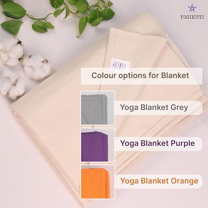 Yogikuti Iyengar Cotton Yoga Blanket Set of One – Thick Handwoven Yoga Blankets for Restorative Yoga, Meditation & Pranayama – Premium Cotton Yoga Blanket for Support & Comfort in Pranayama-GravixFit