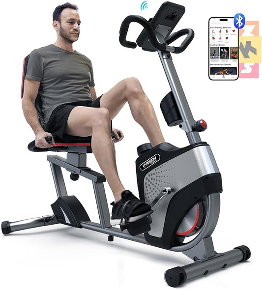 HARISON Pro Recumbent Exercise Bike 400 lbs Capacity, Magnetic Recumbent bike for Adult and Seniors, Recumbent Stationary bike for Home with Smart Bluetooth App, 2 in 1 LCD Monitor and Tablet Holder