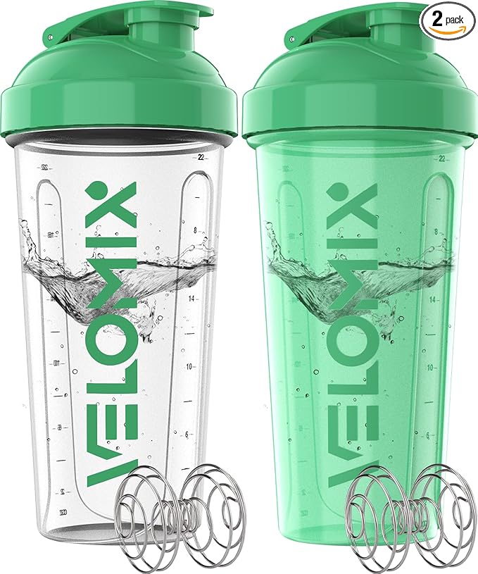 '-2 Pack- 28 oz Protein Shaker Bottles for Protein Mixes - 2x Wire Whisk | Leak Proof Shaker Cups for Protein Shakes | Protein Shaker Bottle | Shakers for Protein mix-Turquoise&Transparent-GravixFit