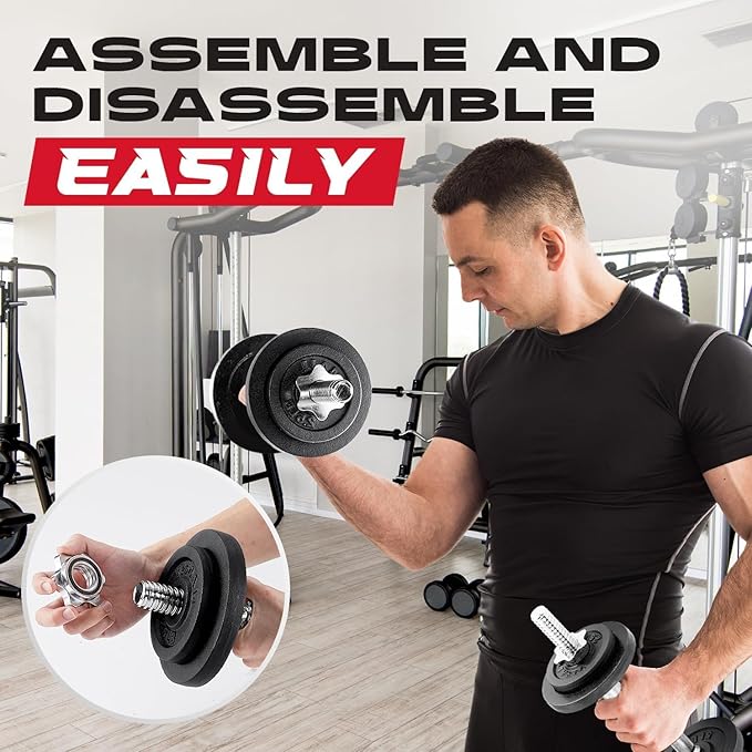 Yes4All Adjustable Dumbbell Set with Weight Plates/Connector - Exercise & Workout Equipment - Size Options 40lbs to 200lbs-GravixFit