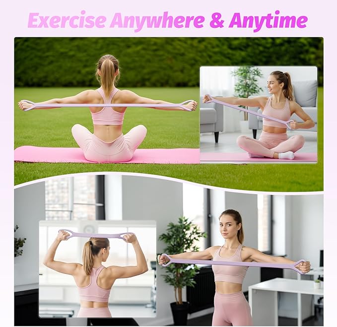 Figure 8 Fitness Resistance Band, Unbreakable Thicken 25lb Elastic Excercise Band for Working Out, Non-Slip Silicone Bands for Strength Stretch Training Arms Back Shoulder Chest Yoga Pilates-GravixFit
