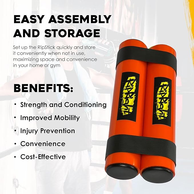 RipStick, Workout Equipment for Joint Rehab, Shoulder and Resistance Training, Muscle Building and Core Workout Equipment with 6 Adjustable Resistance Bands-GravixFit