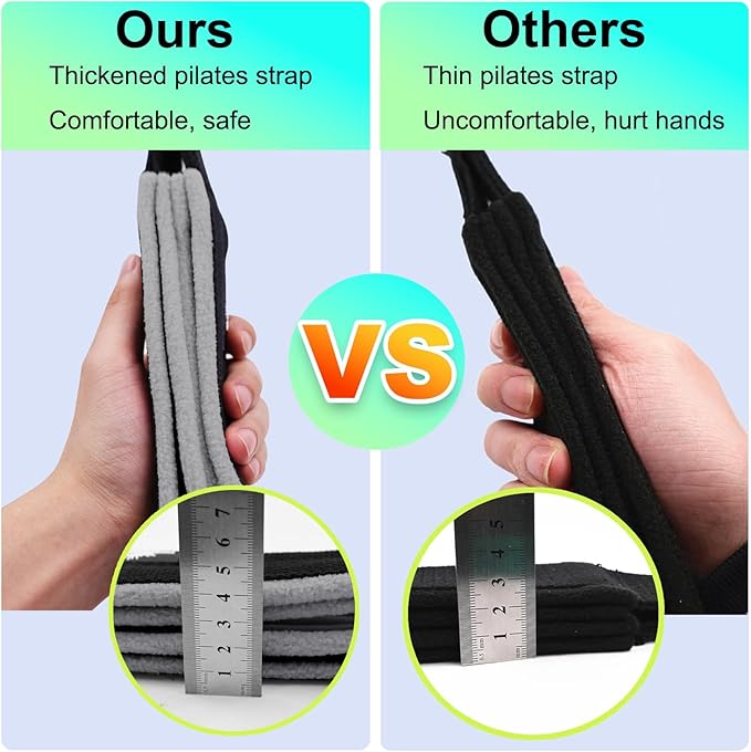 1 Pair Enhanced Pilates Double Loop Straps for Reformer, Thickened D-Ring Handle Straps, Yoga Exercise Accessories in 2 Lengths and Multicolor for Home Gym Workout-GravixFit