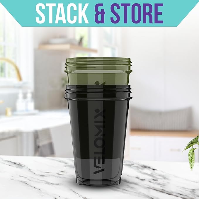'-2 Pack- 20 oz Protein Shaker Bottles for Protein Mixes - 2x Wire Whisk, Leak Proof Shaker Cups for Protein Shakes and Pre Workout, Protein Shaker Bottle Pack, Protein Mixer Cup (Green&Black)-GravixFit
