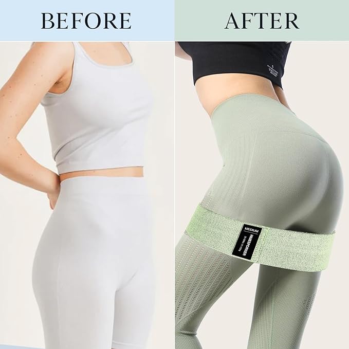 Wide Fabric Resistance Bands for Working Out, 3 Level Non-Slip Exercise Booty Bands for Women & Men Leg and Glutes with Hair Ties and Tape Measure - for Home Gym Workout, Yoga, Pilates-GravixFit