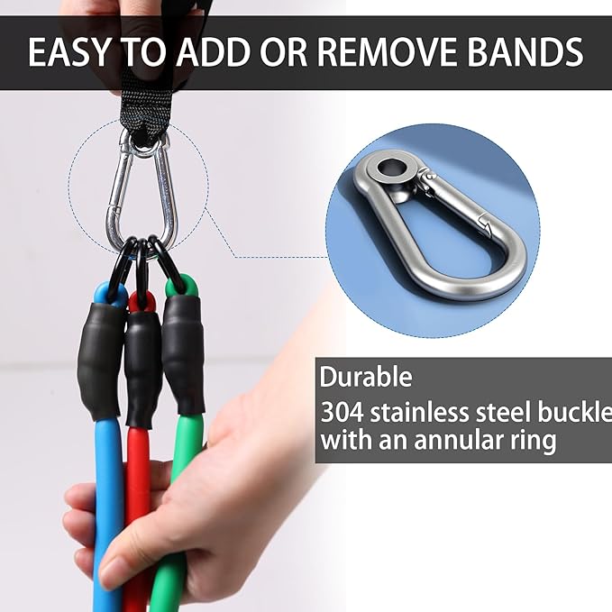 Resistance Bands with Handles for Working Out Women and Men, Exercise Bands with Door Anchor, Stretch Bands for Home Workouts, Simple Guide Included-GravixFit