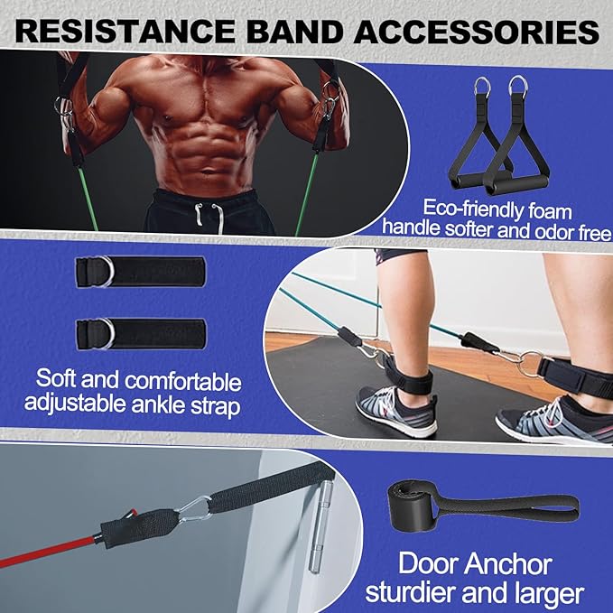 Resistance Bands,Exercise Bands,Resistance Bands for Working Out with Handles for Men and Women,Workout Bands with Door Anchor and Ankle,Strength Training Home Gym Equipment-GravixFit