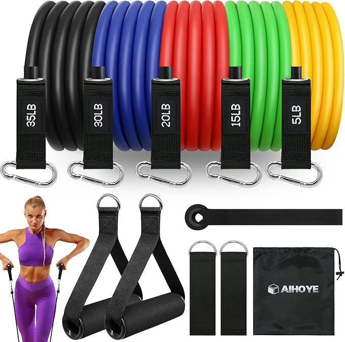 Aihoye Resistance Bands for Working Out, Exercise Bands with Handles, Stretch Bands for Exercise, Workout Bands with Door Anchors for Physical Therapy & Strength Training-GravixFit