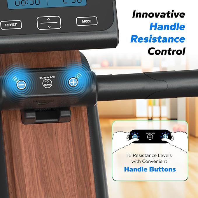 MERACH Rowing Machines for Home, Powerful Electromagnetic Row Machine with 51.2" Extended Rail, 16-Level Handle Resistance Adjustment Rower, 350 LBS Load Capacity, Ergonomic Comfort Seat, Easy Storage-GravixFit