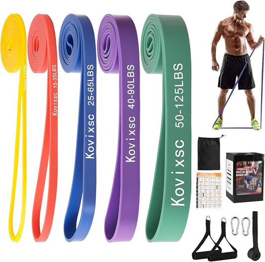 Resistance Bands for Working Out, Pull Up Assistance Bands, Exercise Workout Bands for Men & Women, Gym Bands with Door Anchor & Handle, Stretching Bands for Physical Therapy, Muscle Training-GravixFit