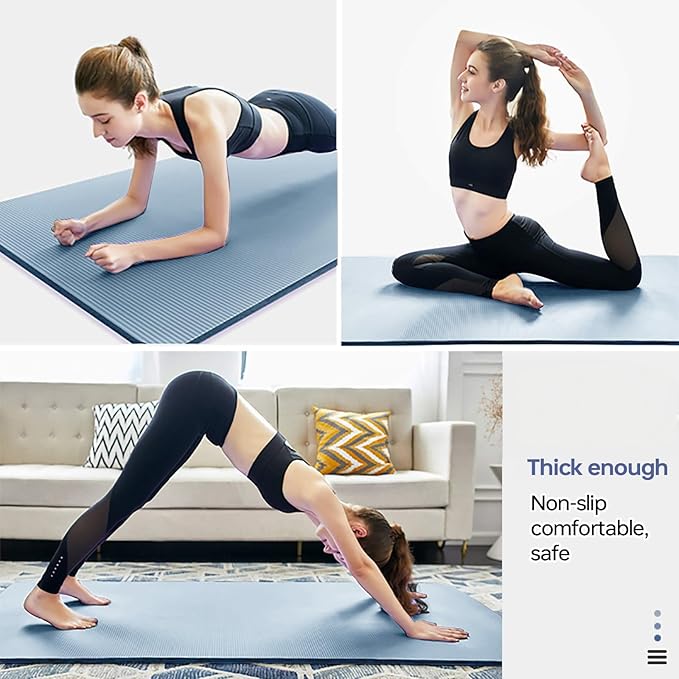 Thick Yoga Mat Non Slip, Large Size 72" L x 32" W x 0.6" TH, Premium Exercise & Fitness Mat with Carrying Strap and Bag, Workout Mats for Home-GravixFit