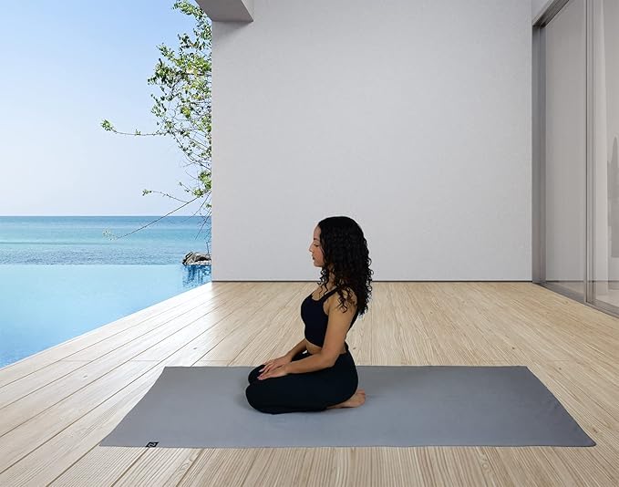 Tatago Hot Yoga Mat Towel Non Slip for Hot Yoga (72-84 inch Mats) Our Hot Yoga Towel Non Slip Silicone Dabs & Absorbent Microfiber Blend Gives You More Grip As You Drip! (Nube Gris, XL - 84")-GravixFit