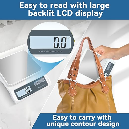 13lb/0.1g Precision Digital Food Scale - Meal Prep Kitchen Baking & Espresso Coffee - Gram Scale with Stainless Steel Platform & LCD Display-GravixFit
