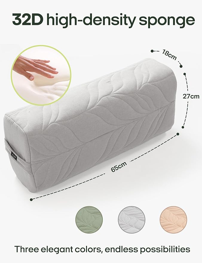 Zonli Yoga Bolster Pillow for Meditation & Restorative Yoga - Rectangular Support Cushion with Removable Cotton Cover & Carry Handle, 26"x11"x7"-GravixFit
