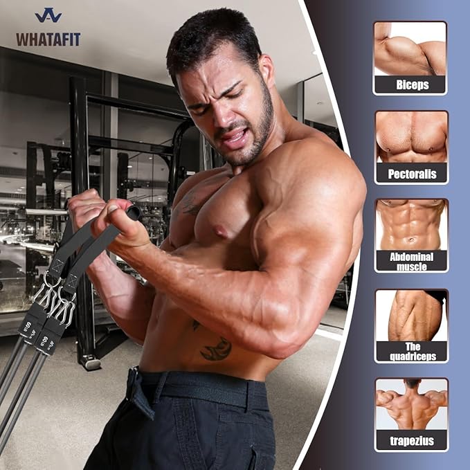 WHATAFIT Resistance Bands, Exercise Bands，Resistance Bands for Working Out, Work Out Bands with Handles for Men and Women Fitness, Strength Training Home Gym Equipment-GravixFit