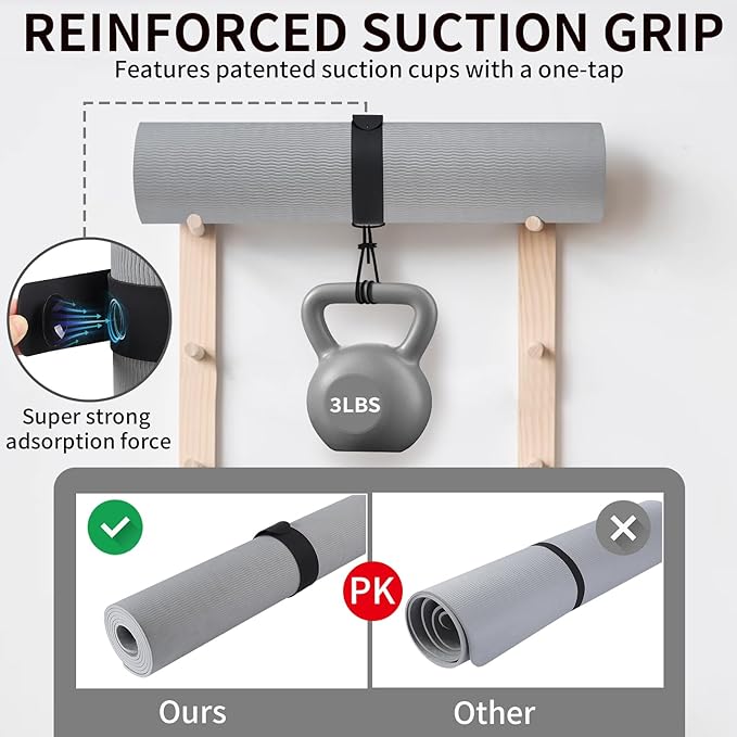 25" Yoga Mat Strap | Slap Band Holder for Carrying and Storage Mats | Rolled Scrunchie Yoga Essential Accessory-GravixFit