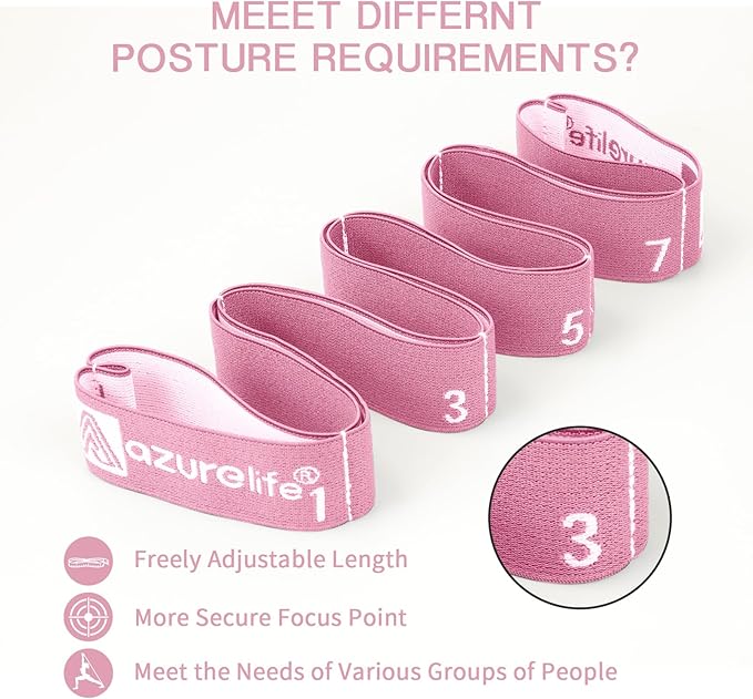 Premium Durable Stretch Straps with Loops, Stretching Strap for Physical Therapy, Multi-Loop Yoga Strap Fitness Exercise Strap for Yoga, Pilates, Dance, Flexibility&Exercise-GravixFit