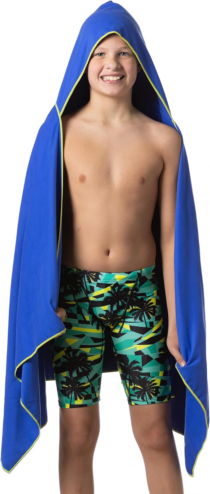 Flow Hydro Sport Towel - Microfiber Quick Dry Swimming Towels for Swim, Pool, Triathlon, and Other Water Sports in Medium, Large, Extra Large, and Hooded Sizes (Blue, Large w/Hood)-GravixFit