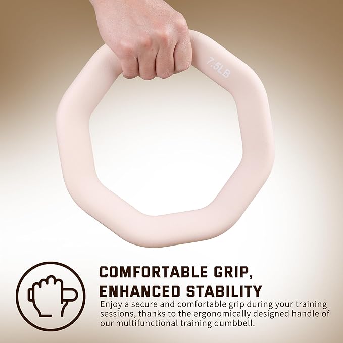 Leikefitness Weight Ring 2-in-1 Kettlebell & Dumbbell, cast Iron+PVC Coating, Yoga Exercise, Aerobics, Core Training, 4 in a Set (0.33LB + 5.5LB + 7.5LB + 10LB)-GravixFit