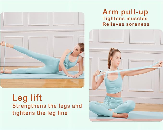 Figure 8 Resistance Band, Arm Back Shoulder Exercise Elastic Rope Stretch Fitness Band, Foot, Leg, Hand Stretcher, Arm Exerciser for Yoga Pilates Stretching Physical Therapy, Home Gym Workout-GravixFit